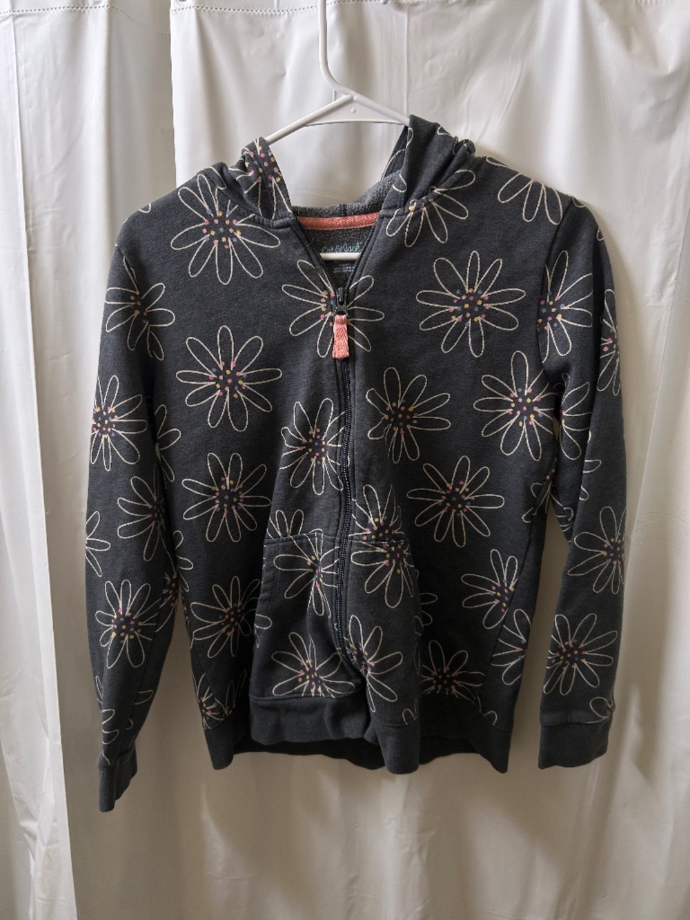 Girls Flower Zip Up Sweatshirt